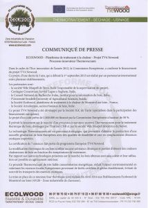 2013 - Communiqué de presse Ecolwood